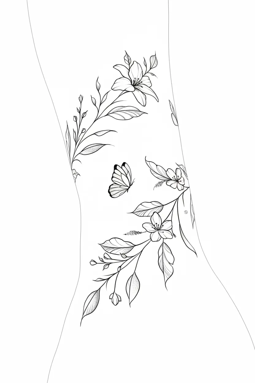 Floral Tattoo - Stencil